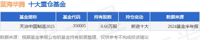 9月4日蓝海华腾涨774%天治中国制造2025基金重仓该股
